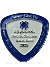 Spyderco SpyderCoin 2025 Challenge Coin - White/Blue Enamel Finish - Single Coin picture