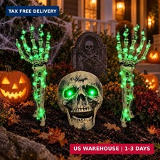 FLYSNK Lighted Halloween Skeleton Groundbreaker Decorations Outdoor, Spooky Skul picture