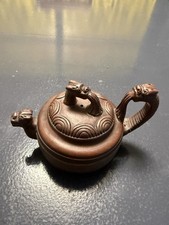 Vintage Chinese Yixing Zisha Clay Dragon Tiger Teapot - Guangxu Mark 5.5