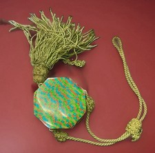 Antique Art Deco Celluloid Dance Powder Compact Sparkles Octagon Tassel picture