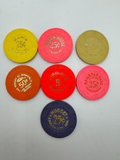 7 (SEVEN) RETRO CASINO CHIPS-SAMS TOWN,STATION HOUSE,GOLDEN GATE,NUGGET PLUS picture