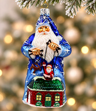 Patricia Breen blown glass ornament Marionette Santa Puppet Master Blue 2328 TAG picture