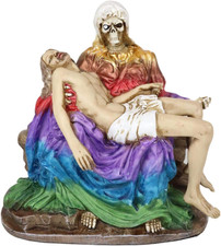 Ebros Day of the Dead Santa Muerte Piadosa in Rainbow Robe Statue La Pieta Sculp picture