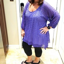 💜 Dress Barn 3X Purple Crochet Tunic Top picture