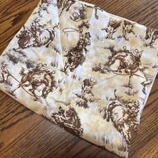 Rare 2009 Western Cowboy Rodeo Cattle Rancher Fabric Panel 43