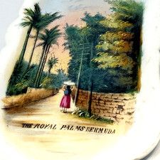 Vintage THE ROYAL PALMS Bermuda Islands Souvenir Luster Porcelain Dish Trinket picture