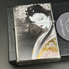 Zippo Yoshitaka Amano Sakurahime Oil lighter silver Japan New Sakura Princess picture