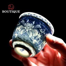 140ml Blue and White Porcelain Tea Cup Chinese Jingdezhen Small Tea Bowl picture