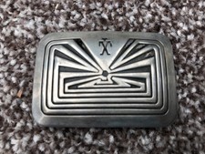 Tohono O'Ohdam Pima Man-In-The-Maze Design Sterling Silver Belt Buckle picture