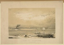 Superior Wisconsin 1850s Lake Superior Steamboat Harbor Sailing Boats picture