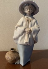 Vintage Nao By Lladró Daisa 1985 Girl With Vase Charming 8.5” Damaged Finger picture
