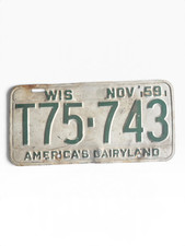 State of Wisconsin Vintage 1959 Wisconsin License Plate NOV 59 America's picture