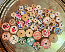 Lot of 50 Vintage Wooden Wood Sewing Thread Spools Various Sizes Empty No Thread picture