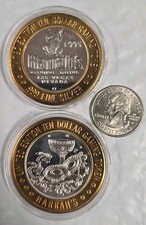 $10 Casino Gaming Token Las Vegas Solid.999 AG Silver HARRAH'S MARDI GRAS 1995 picture