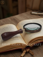 Antique Heavy Wood Magnifying Glass Solid Vintage Magnifier & A Premium Gift picture