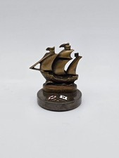 Vintage Java Pacific and Hoegh Lines Enameled Bronze Ship Paperweight 2-1/4