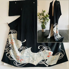 Mirage Tomesode LONG Vintage Silk Japanese Kimono Robe Evening Dress Custome picture