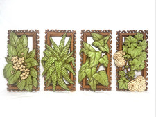 Vintage 1978 DART INDUSTRIES Floral & Leaf Set of Four 3D Wall Plaques Decor A+ picture