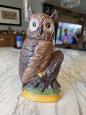 Vintage 1979 Large Ceramic Owl Figurine Sculpture Signed DWL Hand Painted 10” picture