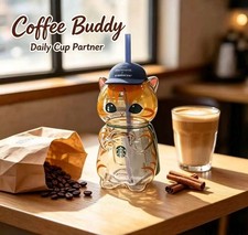 LUXURY NEW  2026  Starbucks Singapore x Mofusand Collection Cat Shaped Glass Cup picture