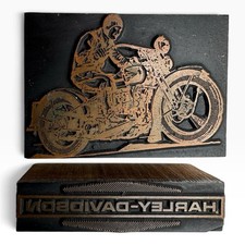 HARLEY DAVIDSON MOTORCYCLE 2 Vintage Letterpress Copper Wood Print Press BLOCK picture