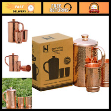 Handcrafted Copper Pitcher & 2 Tumblers Set | Pure Copper Water Jug for Wellness picture