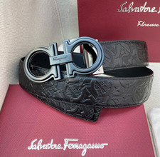 Ferragamo belt mens Black Buckle authentic NWT picture