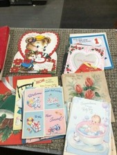VINTAGE 1940's-50's Mixed Used Lot of 26 GREETING CARDS picture