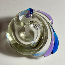 Stunning Hand Blown Blue Purple Swirl Glass Perfume Bottle 1985 Susan DiMarchi picture