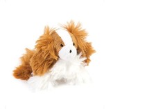Oscar Newman Cavalier King Charles Pipsqueak Toy, 5-inch Length, White and Brown picture