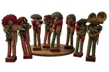 Vintage Mexican Woven Straw Mariachi Band Figurines Set of 8 Mexico Folk Art picture