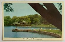 ca 1963 NY Postcard Syracuse New York Hiawatha Lake Onondaga Park children women picture