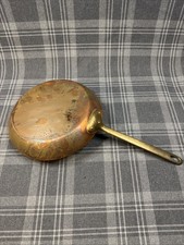 Vintage 10” French Copper Frying Pan Tin Lining Bronze Handle 3 Lbs France picture