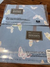 Vintage 1970s Cannon Decamps  Butterfly Floral Twin Bottom & Flat NEW Old Stock picture