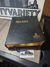 MASONIC Holy Bible Edition Cyclopedic Indexed Red Letter HERTEL 1960 Vintage picture