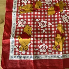 Vintage Disney Winnie the Pooh Red Gingham Cotton Handkerchief Bandana Scarf picture