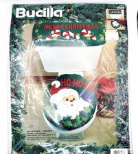 Vintage Bucilla Christmas Santa Felt Aplique Kit Tank Top Seat Lid 1994 picture