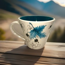 Starbucks Coffee Autumn Falling Blue Leaves 10 oz Mug 2007 NOS W/Tags picture