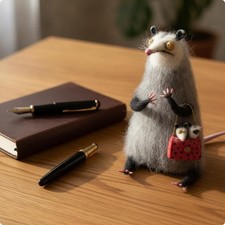 Felt Animal Figurine with Handbag Textured Wool Felt Animal picture