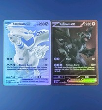 Reshiram EX + Zekrom EX Textured Foil Style Custom Homage Fan Art Set Of 2 picture