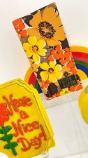 VTG 1960s Groovy Flower Power Orange Spiral Photo Album Book TriFold 96 slots picture