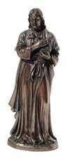 6.25 Inch Jesus Holding A Lamb Cold Cast Bronze Figurine Statue, Metallic Brown picture