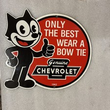 Vintage Felix GENUINE CHEVROLET DEALER PORCELAIN SIGN  1962 FELIX THE CAT picture