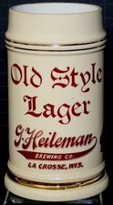 Pre Prohibition G. Heileman Brewing Co. Old Style Lager Ceramic Beer Mug V. 1905 picture