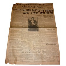 Vintage 1942 Cleveland News Newspaper WWII Battle of Java Philippine Moros FDR picture