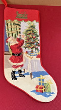 VINTAGE NEEDLEPOINT CHRISTMAS STOCKING, SANTA, NAME OF DANIELLA ON STOCKING picture