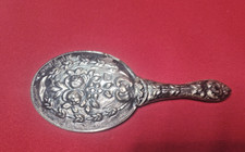 Vintage 900 Silver Hand Mirror Floral Repousse Design picture
