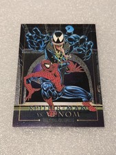 1992 SkyBox Marvel Masterpieces Spider-Man vs Venom #4-D Battle Spectra Card NM picture