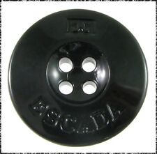 Black Glass Designer Button, ESCADA, 4 Hole Sew Through Verbal, Medium Size picture