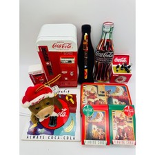 Vintage Coca-Cola Collectibles Lot Vending Machine Tin Clock Playing Cards Plush picture
